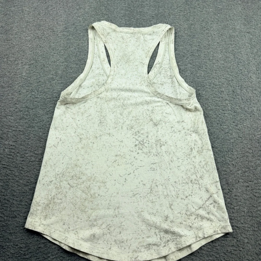 Lululemon Racerback Tank Top Gray White‎ Marble Acid Wash Size 4 Activewear